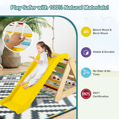 4-in-1 Toddler Climbing Toys with 3-Sided Triangle Climber for Kids-Multicolour