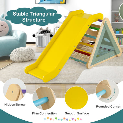 4-in-1 Toddler Climbing Toys with 3-Sided Triangle Climber for Kids-Multicolour