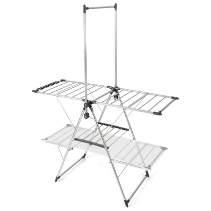 Costway Large Foldable Clothes Drying Rack with Tall Hanging Bar for Indoor Outdoor Use