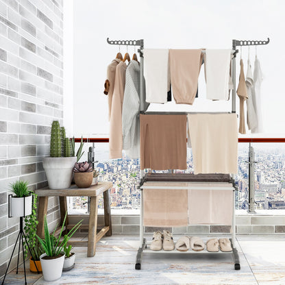 3-tier Clothes Drying Rack with Rotatable Side Wings