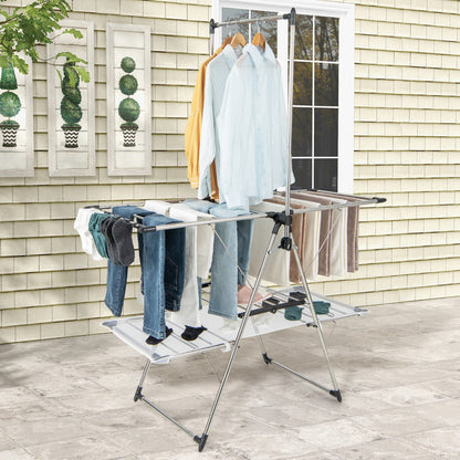 Foldable Clothes Drying Rack with Adjustable Wings for Indoor/Outdoor Use