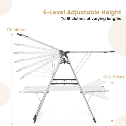 Foldable Clothes Drying Rack with Adjustable Wings for Indoor/Outdoor Use