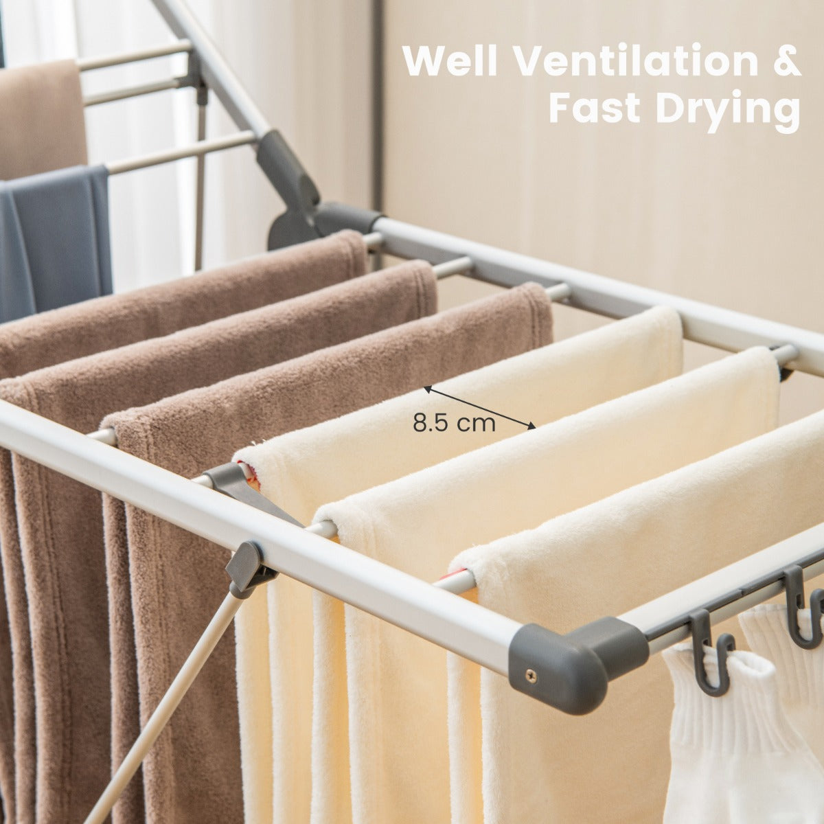 Costway 2-Layer Aluminum Folding Laundry Drying Rack with 5-Level Adjustable Height