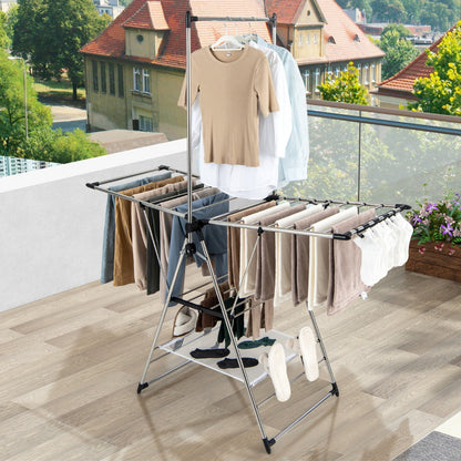 A-shaped structure supports up to 36 kilograms while providing reliable stability for heavy garments