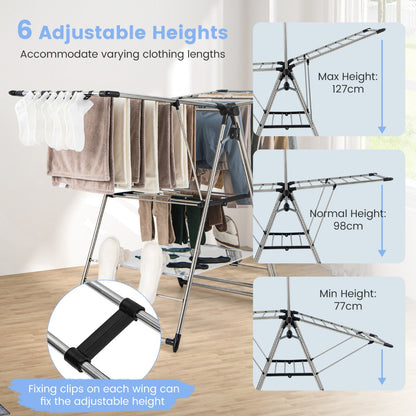 No-assembly drying rack unfolds directly from the box for quick and convenient everyday use