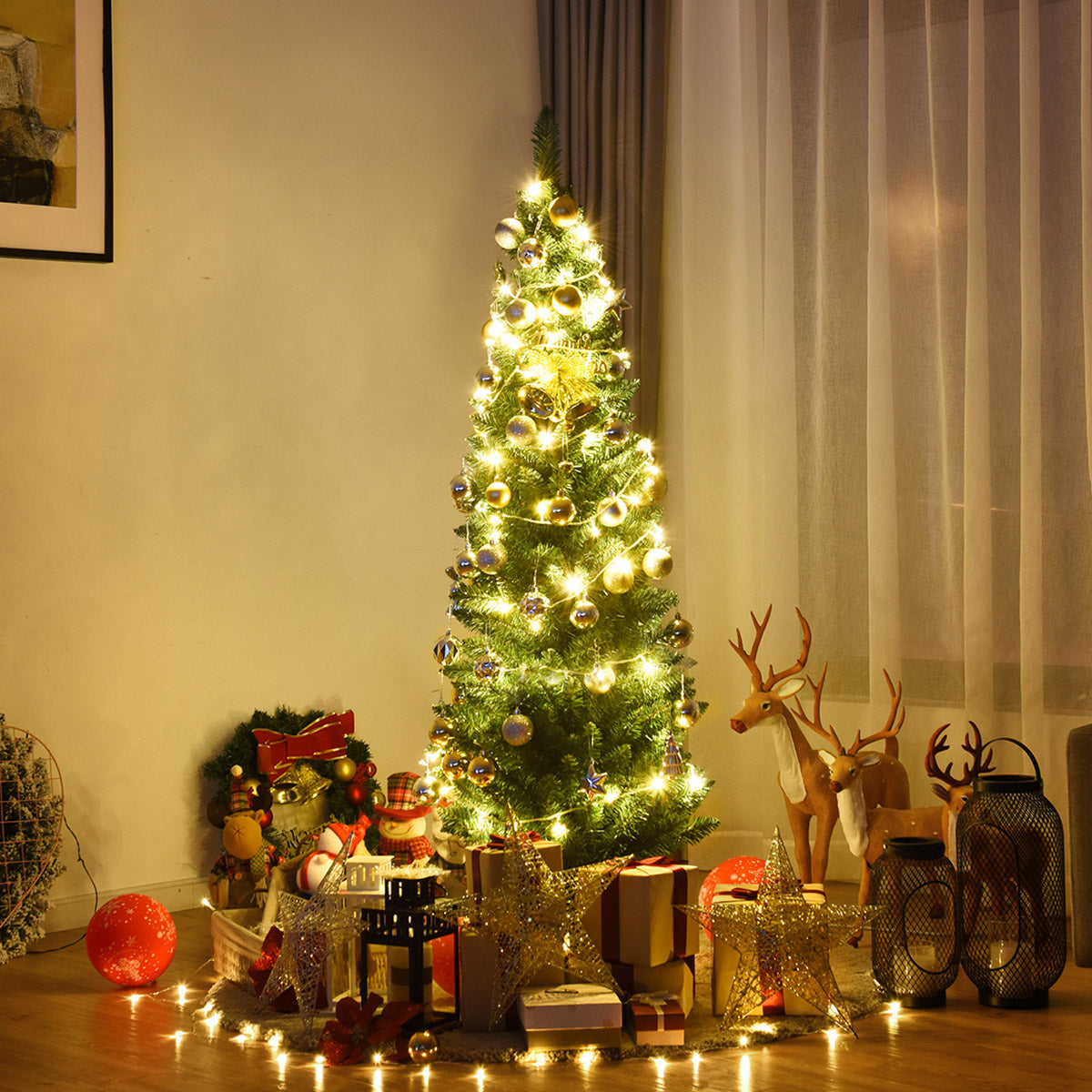 1.5M Slim Pencil Christmas Tree for Indoor & Outdoor Holiday Decor