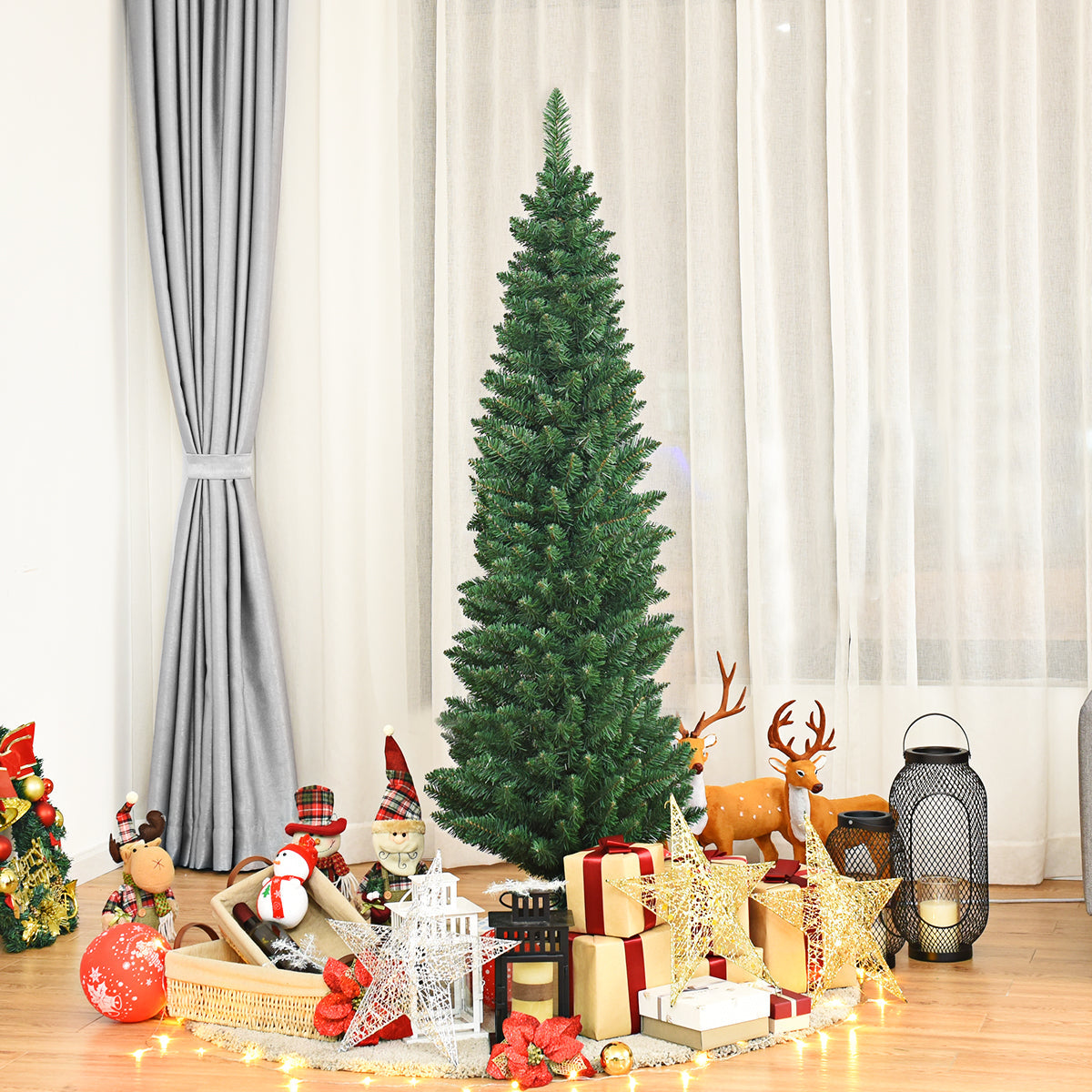 1.5M Slim Pencil Christmas Tree for Indoor & Outdoor Holiday Decor