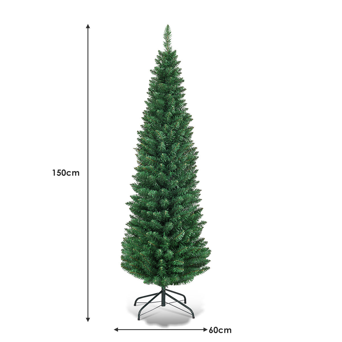 1.5M Slim Pencil Christmas Tree for Indoor & Outdoor Holiday Decor