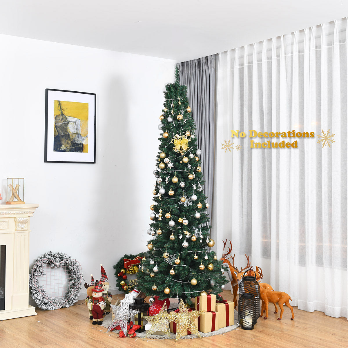 2.1M Slim Pencil Christmas Tree with Branch Tips for Indoor Decoration