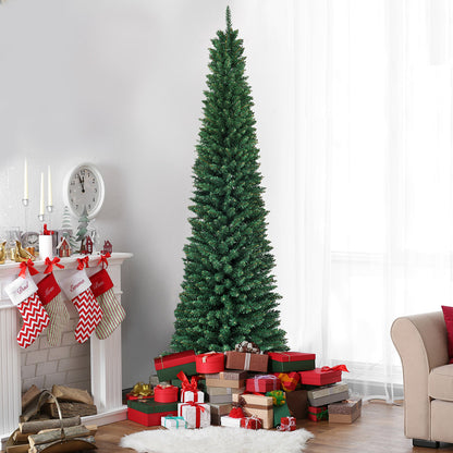 2.1M Slim Pencil Christmas Tree with Branch Tips for Indoor Decoration