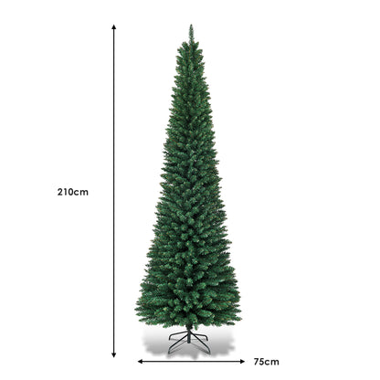 2.1M Slim Pencil Christmas Tree with Branch Tips for Indoor Decoration
