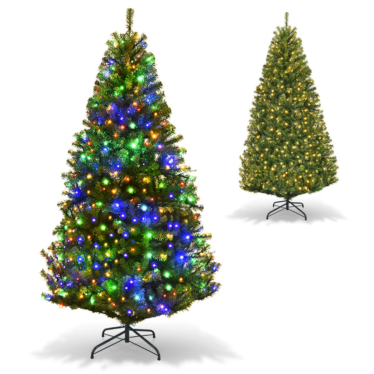 1.8M Pre-Lit LED Christmas Tree with Multicolor Lights & Metal Stand
