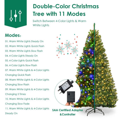 1.8M Pre-Lit LED Christmas Tree with Multicolor Lights & Metal Stand