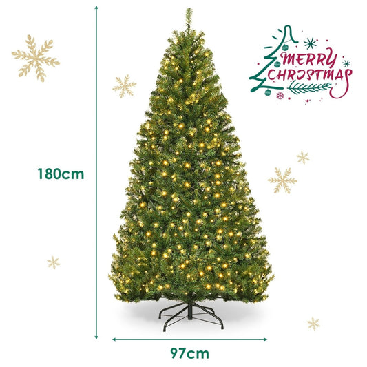 1.8M Pre-Lit LED Christmas Tree with Multicolor Lights & Metal Stand