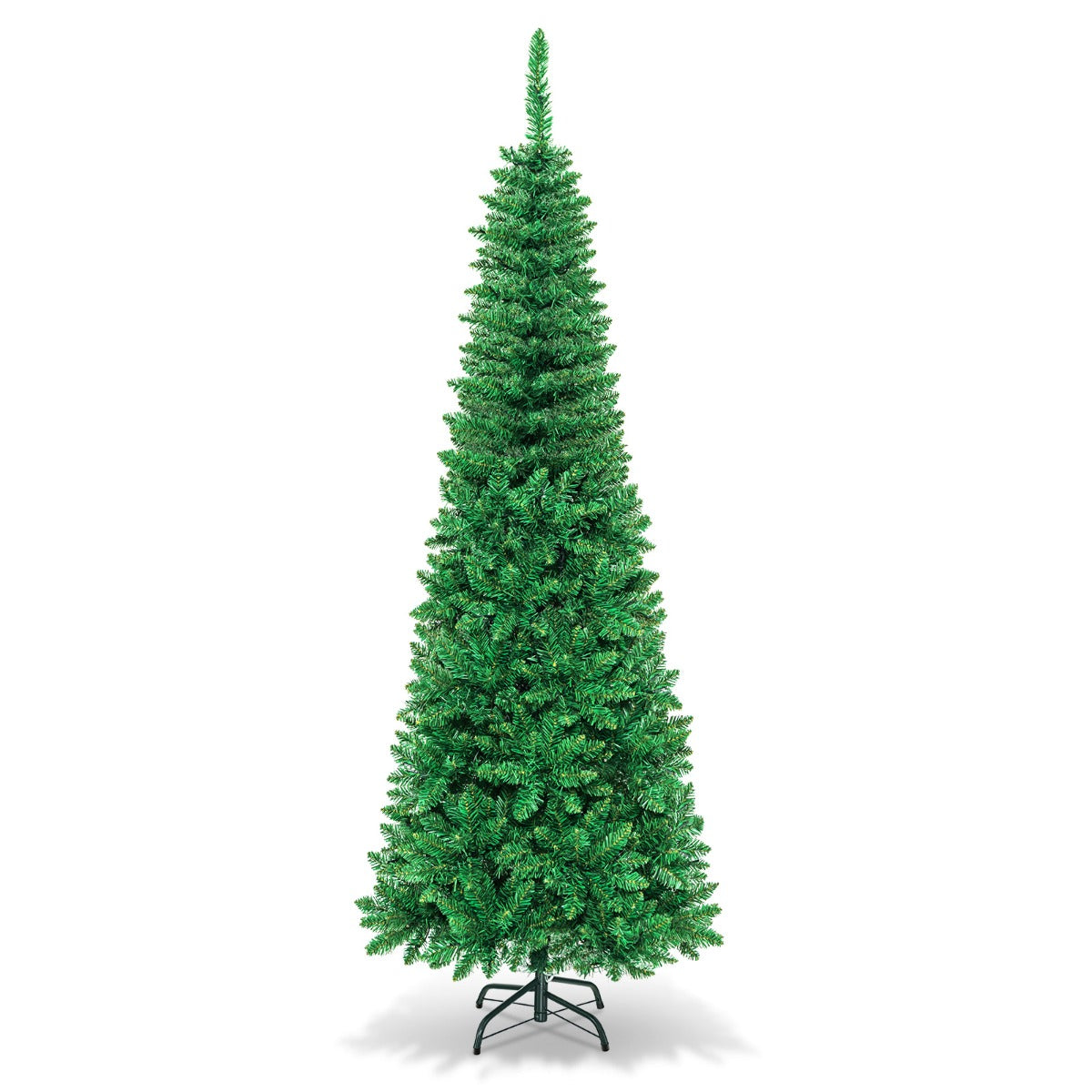 1.98m Pre-Lit Pencil Christmas Tree with LED Lights for Home & Commercial Use