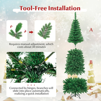 1.98m Pre-Lit Pencil Christmas Tree with LED Lights for Home & Commercial Use