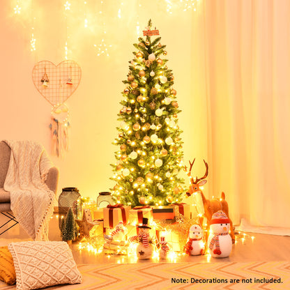 1.5m Slim Pencil Christmas Tree with Warm White Lights and Metal Stand