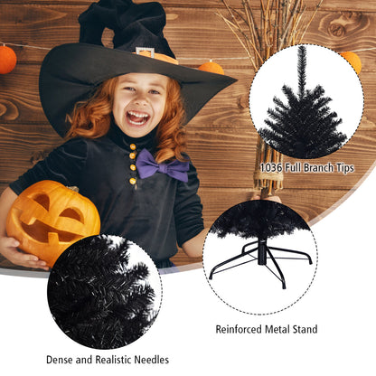 1.8M Black Artificial Halloween Tree with Metal Stand for Indoor/Outdoor Use
