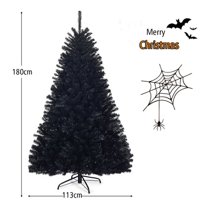 1.8M Black Artificial Halloween Tree with Metal Stand for Indoor/Outdoor Use