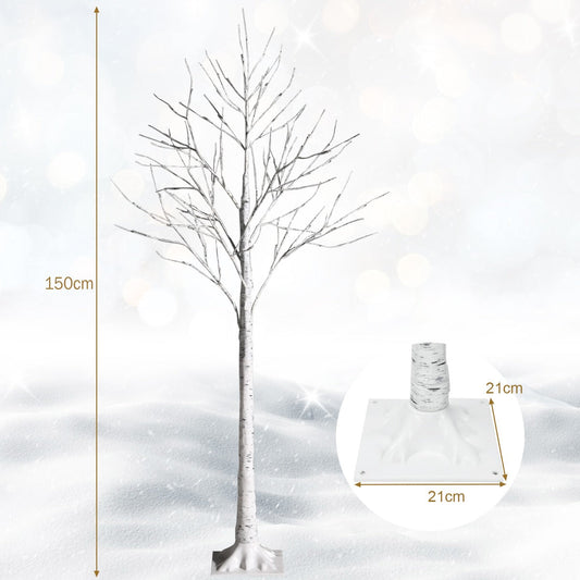 1.5m Artificial Birch Tree with 72 LED Lights – Festive Indoor Decoration