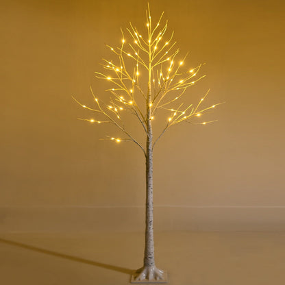 1.5m Artificial Birch Tree with 72 LED Lights – Festive Indoor Decoration