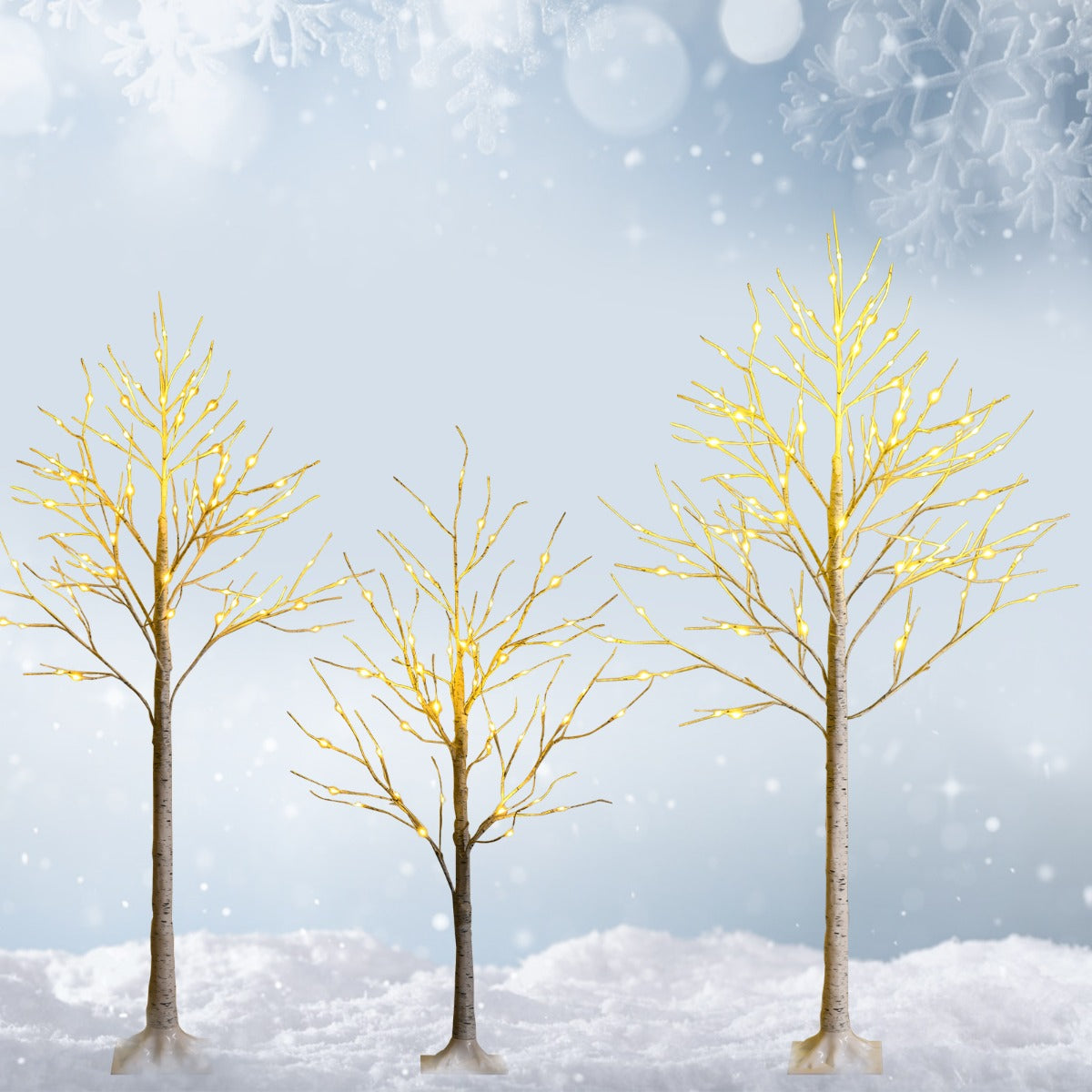 1.8m Artificial Birch Tree with 96 LED Lights for Festive Home Decor
