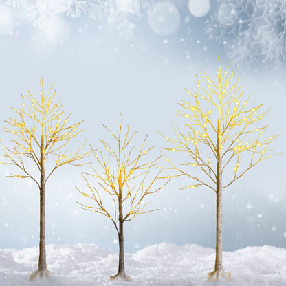 1.8m Artificial Birch Tree with 96 LED Lights for Festive Home Decor