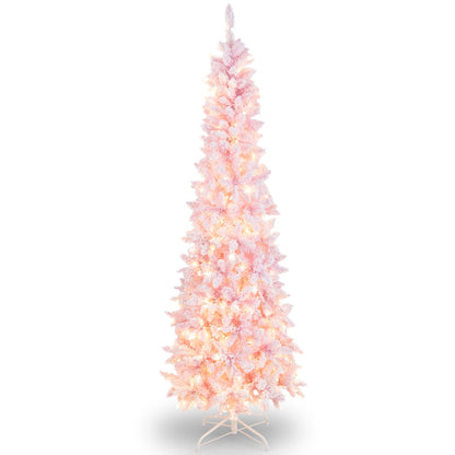 2.1M Pre-Lit Artificial Hinged Christmas Tree with 8 Lighting Modes