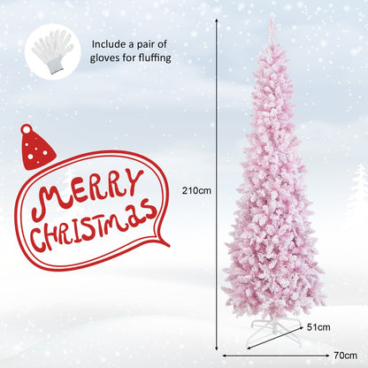 2.1M Pre-Lit Artificial Hinged Christmas Tree with 8 Lighting Modes