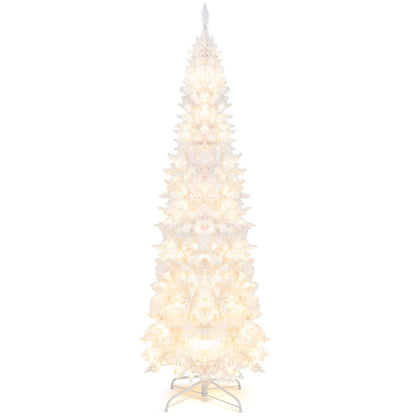 2.1M Pre-Lit White Christmas Tree with 8 Lighting Modes