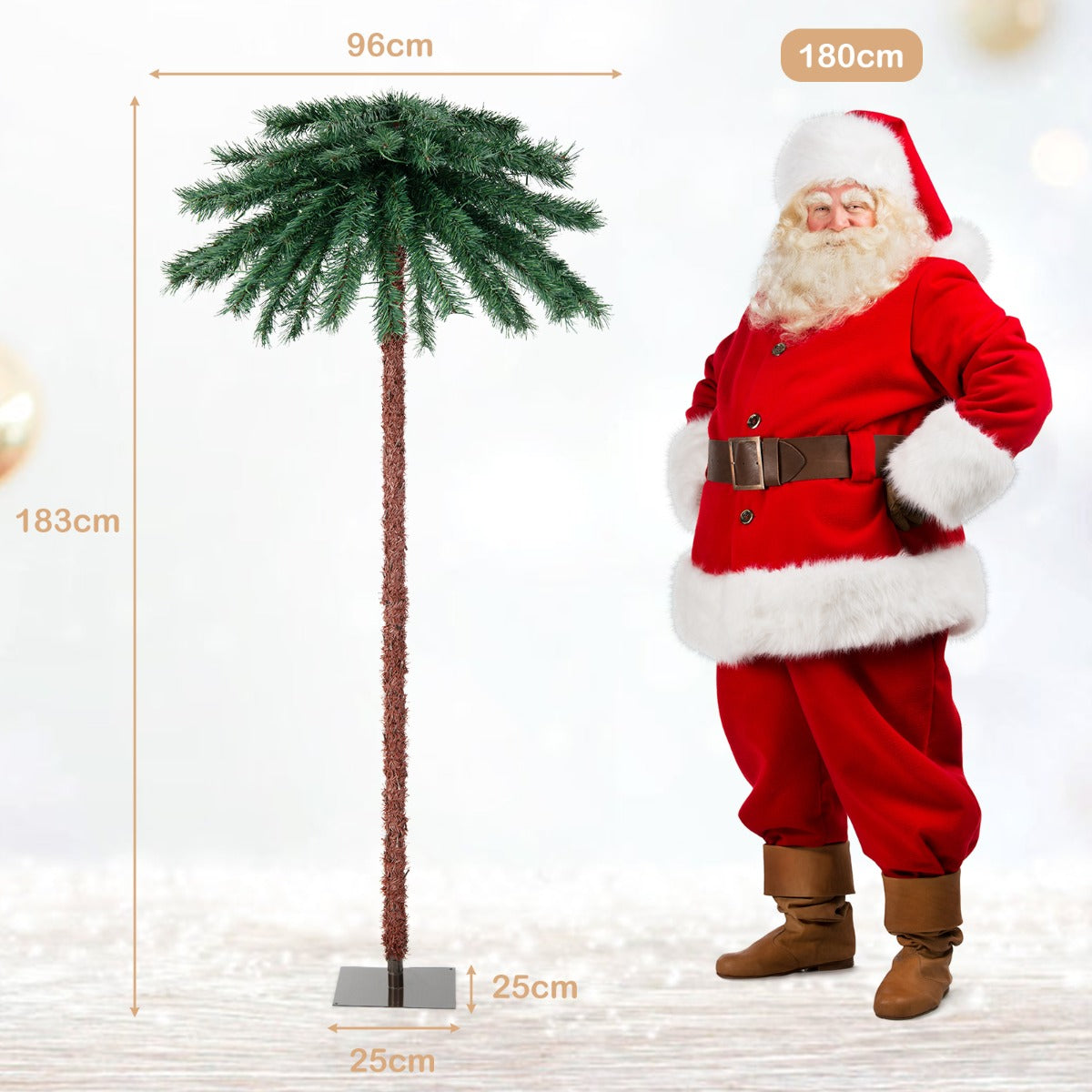 1.8m Artificial Palm Tree with 210 LED Lights and 64 PVC Tips for Festive Decor