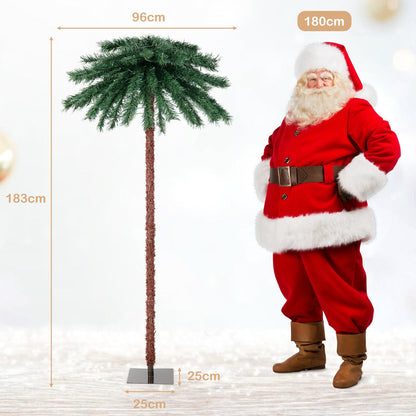 1.8m Artificial Palm Tree with 210 LED Lights and 64 PVC Tips for Festive Decor