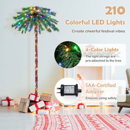1.8m Artificial Palm Tree with 210 LED Lights and 64 PVC Tips for Festive Decor