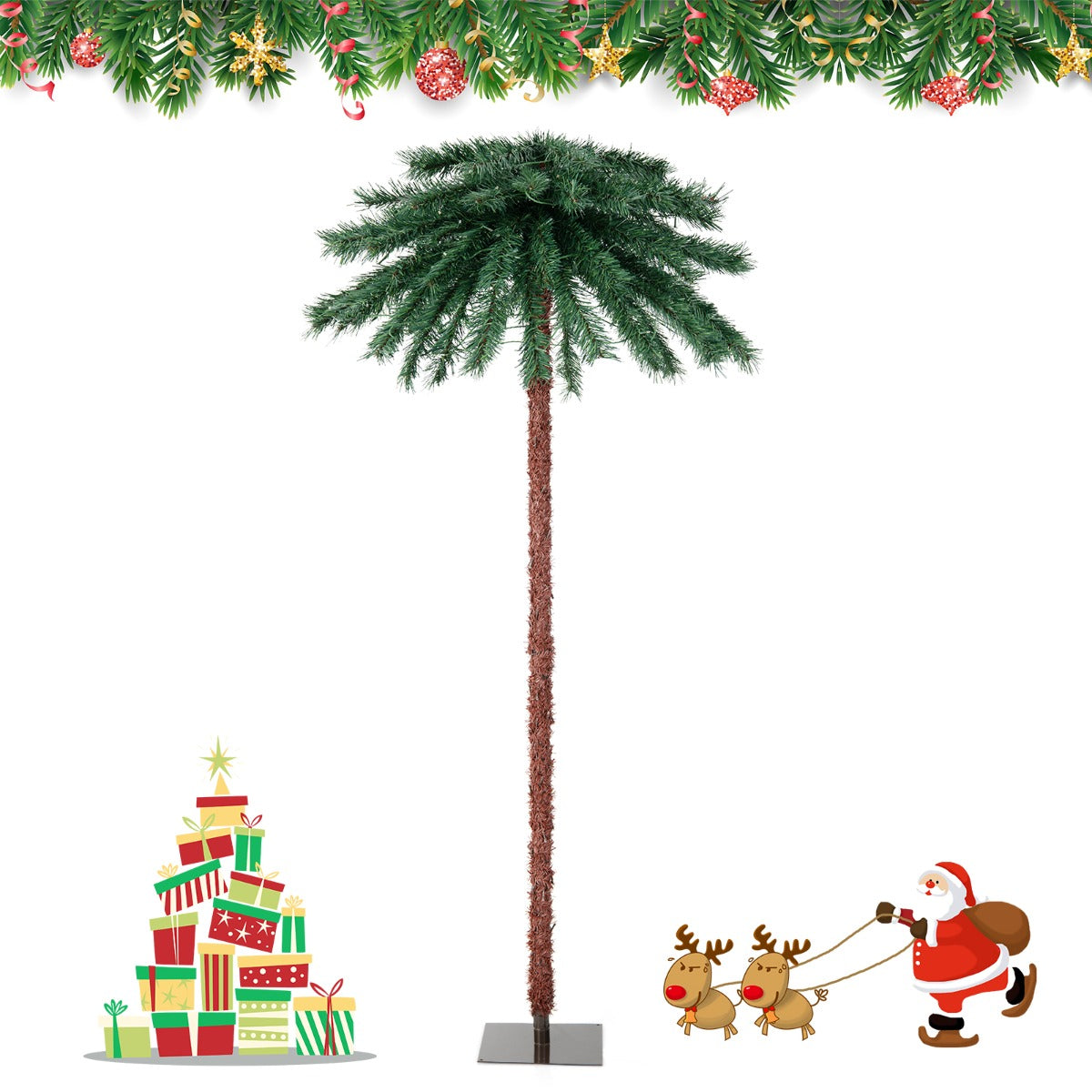 1.8m Artificial Palm Tree with 210 LED Lights and 64 PVC Tips for Festive Decor