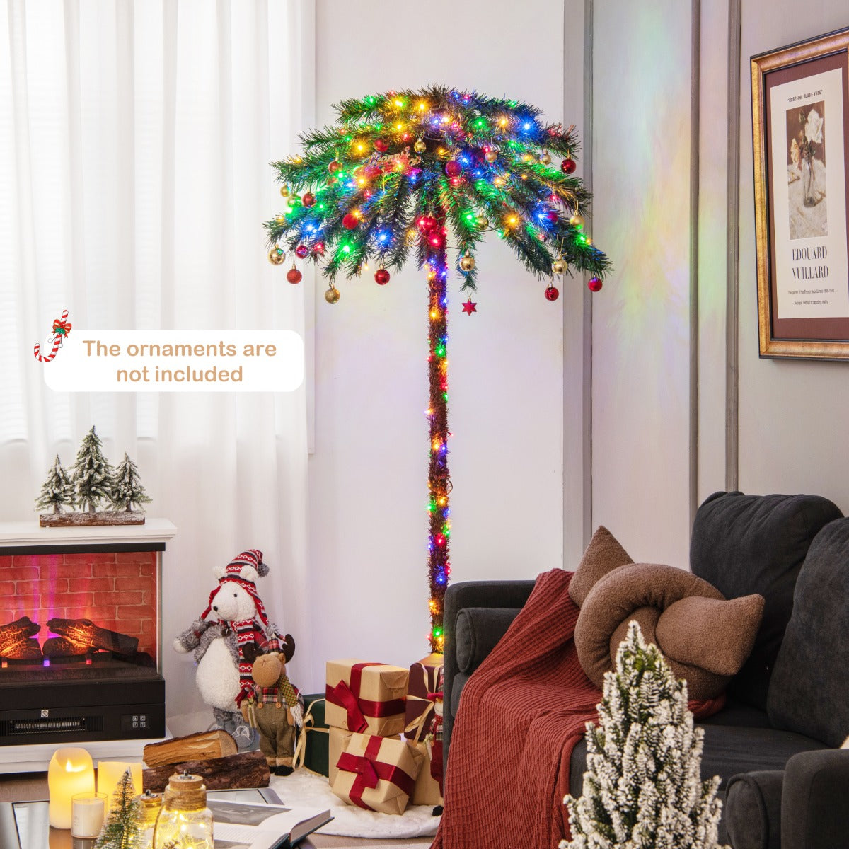 1.8m Artificial Palm Tree with 210 LED Lights and 64 PVC Tips for Festive Decor