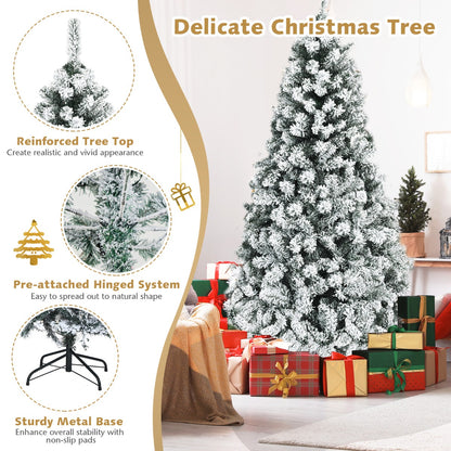 1.8 M Artificial Christmas Tree with Metal Stand and 61CM Flocked Christmas Wreath for Festivals