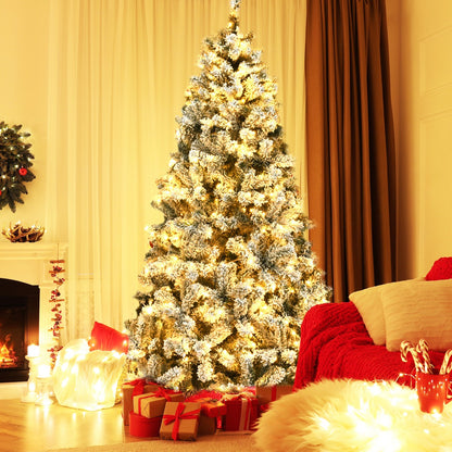 1.8 M Artificial Christmas Tree with Metal Stand and 61CM Flocked Christmas Wreath for Festivals