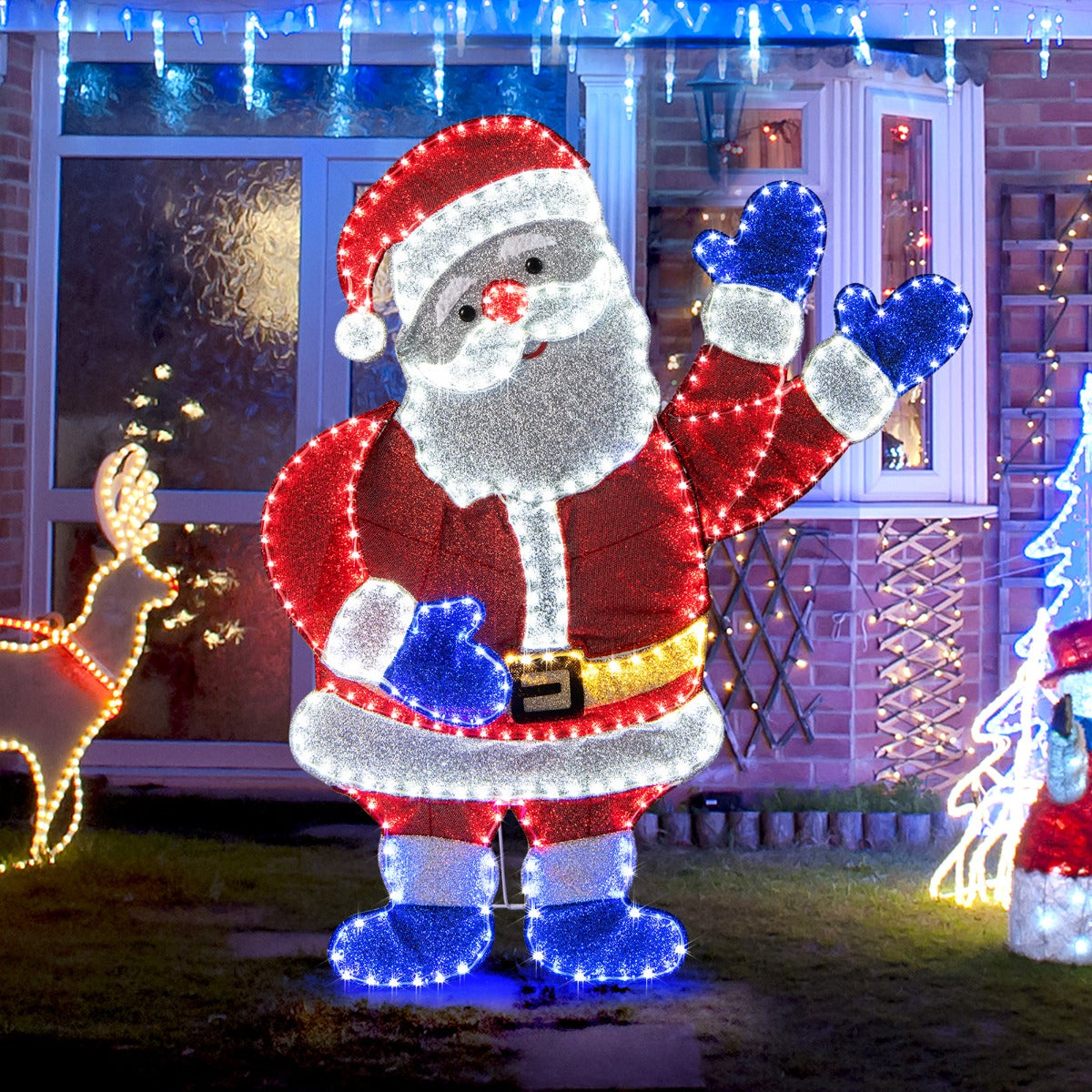 Lighted Santa Claus Christmas with  6 Lighting Modes for Decoration