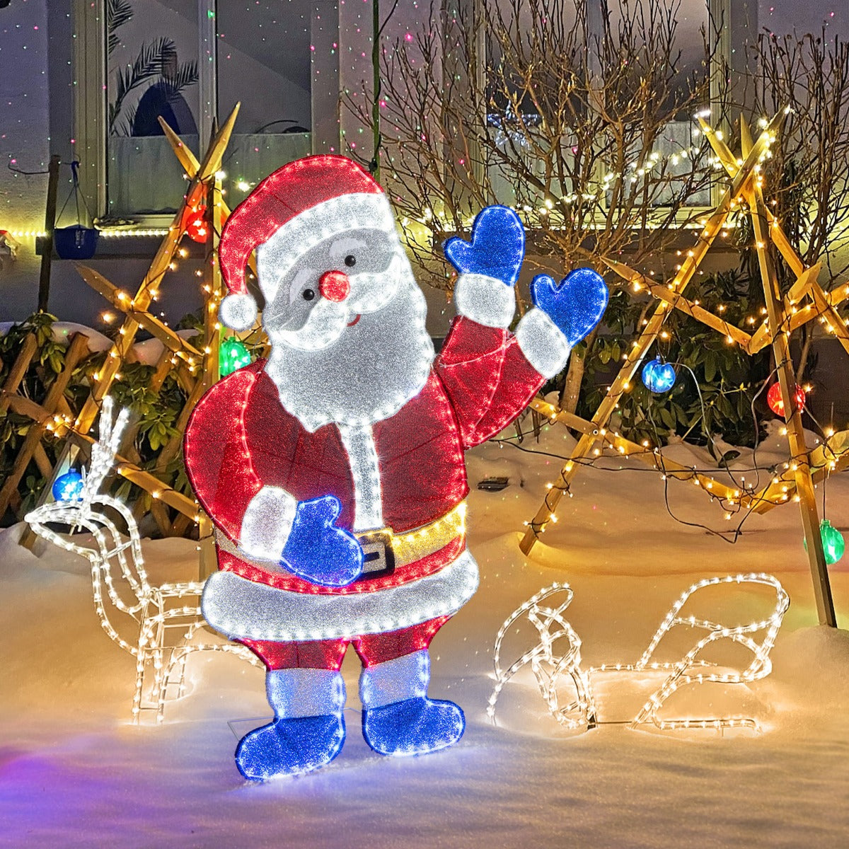 Lighted Santa Claus Christmas with  6 Lighting Modes for Decoration