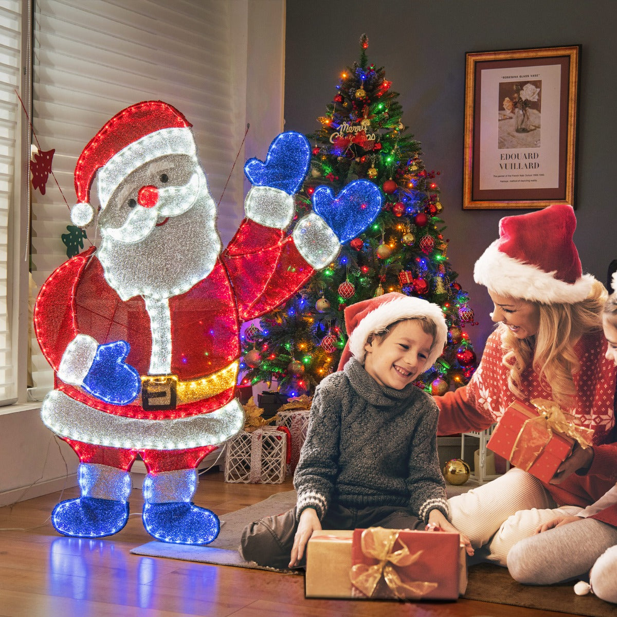 Lighted Santa Claus Christmas with  6 Lighting Modes for Decoration