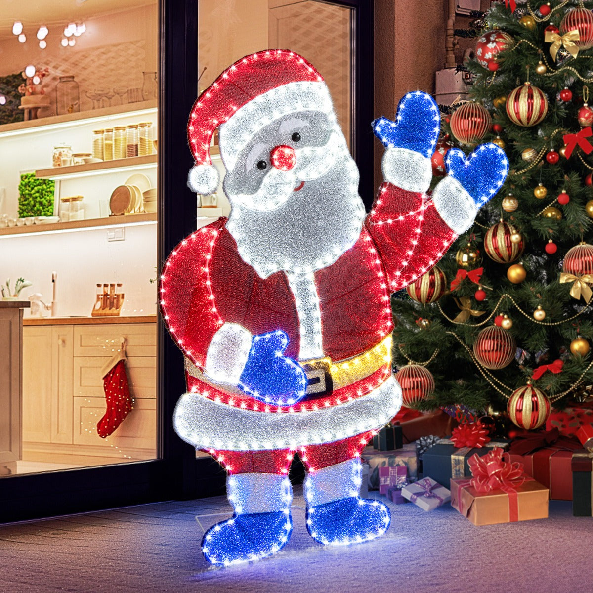 Lighted Santa Claus Christmas with  6 Lighting Modes for Decoration