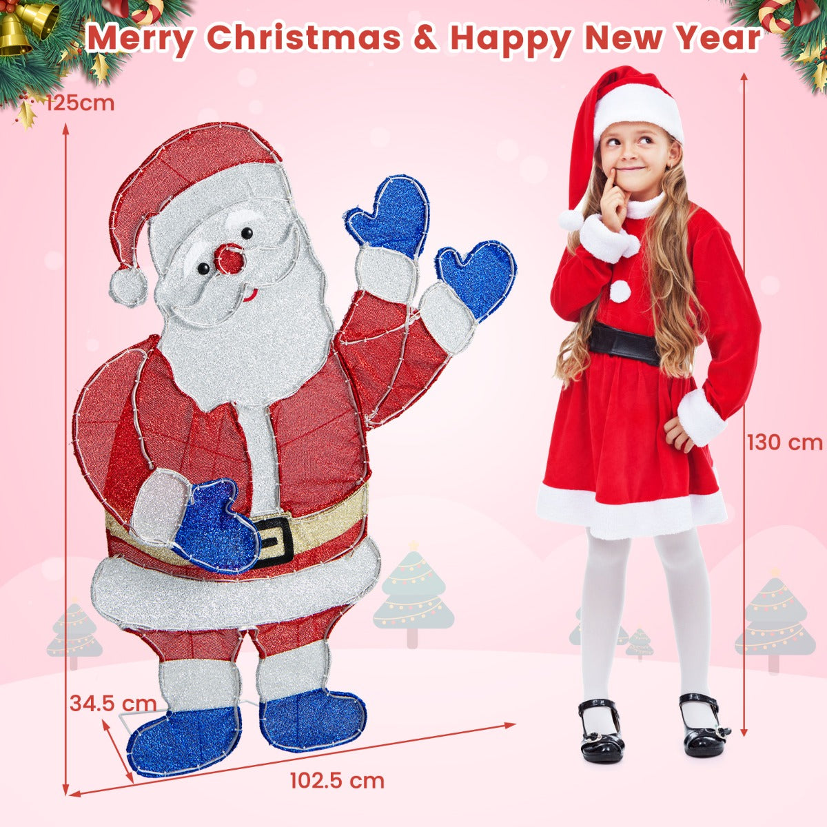 Lighted Santa Claus Christmas with  6 Lighting Modes for Decoration