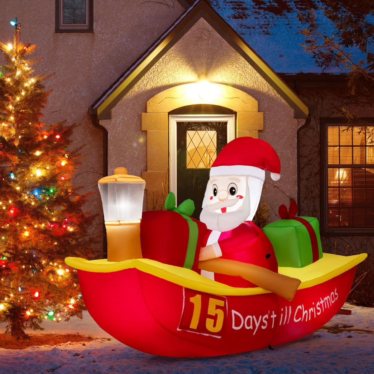 Costway 2.1M Long Christmas Inflatables with Navigation Light for Yard