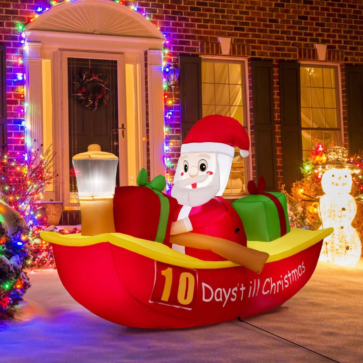Costway 2.1M Long Christmas Inflatables with Navigation Light for Yard