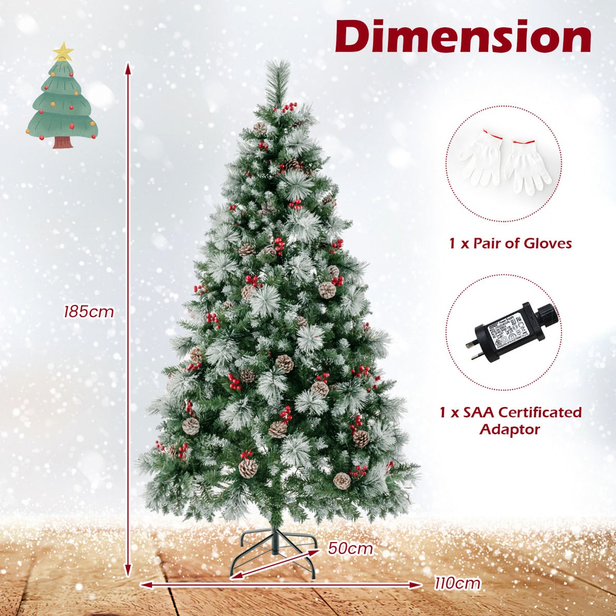 1.85M/2.15M Pre-Lit Christmas Tree with Pine Needle-1.95 M