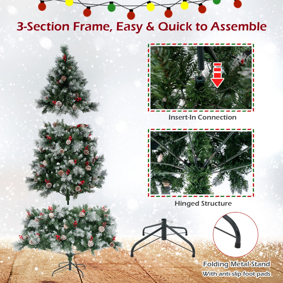 1.85M/2.15M Pre-Lit Christmas Tree with Pine Needle-1.95 M