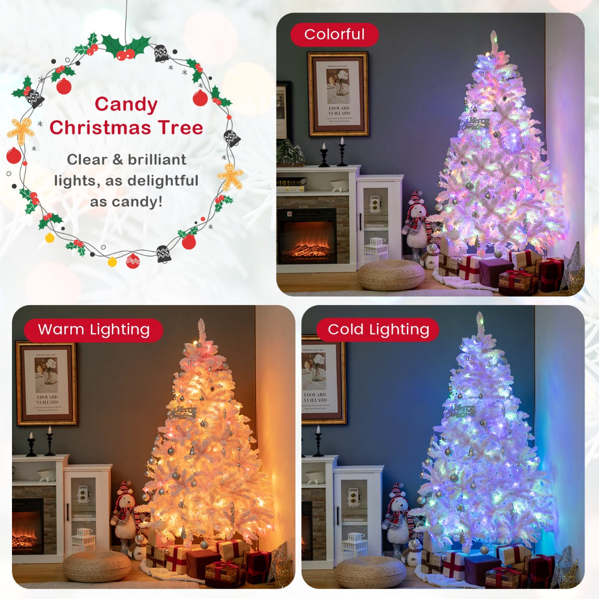 185CM Flocked Christmas Tree with 808 PVC Branch Tip