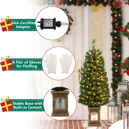 125CM Pre-Lit Potted Christmas Tree with 100 LED Lights-2 pieces