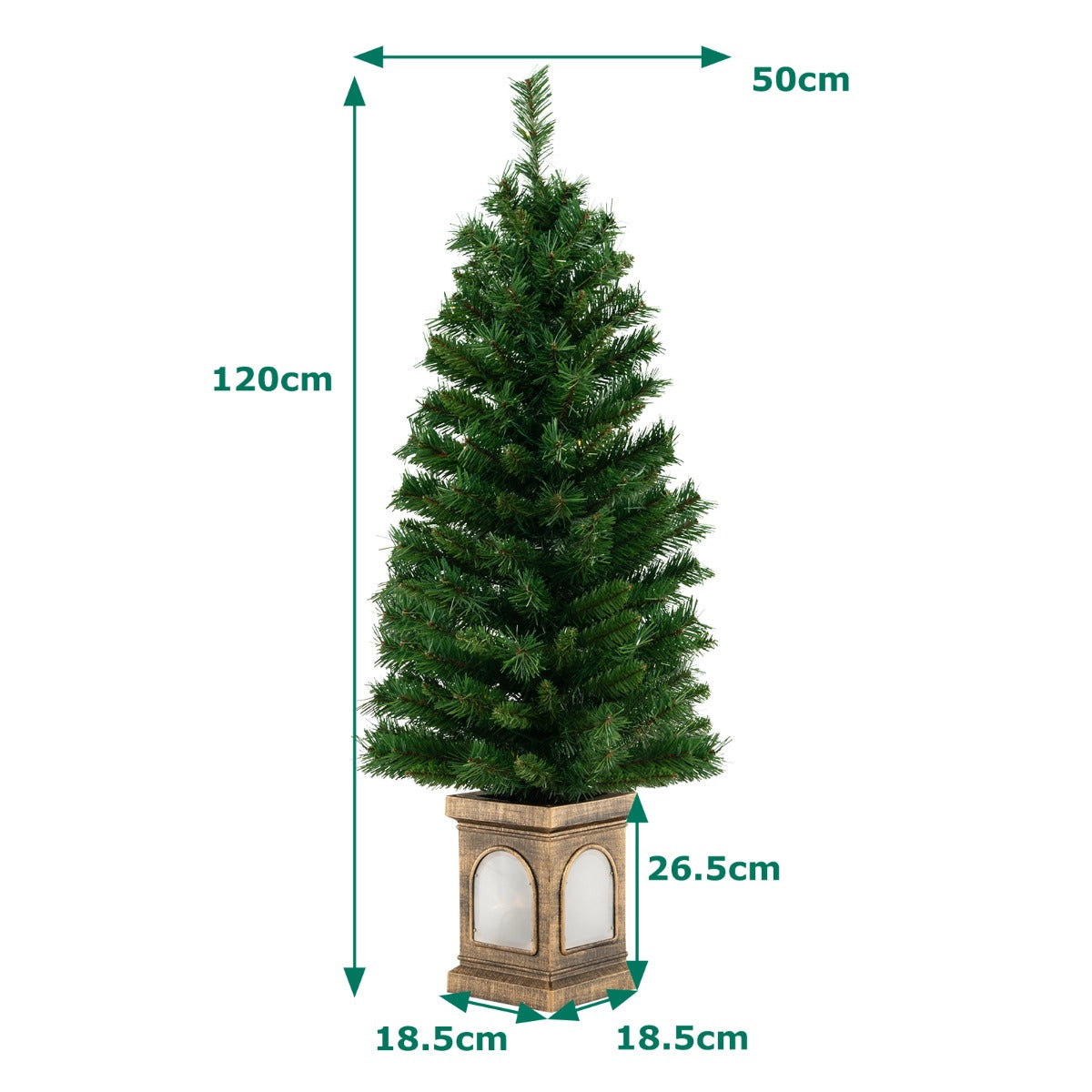 125CM Pre-Lit Potted Christmas Tree with 100 LED Lights-2 pieces