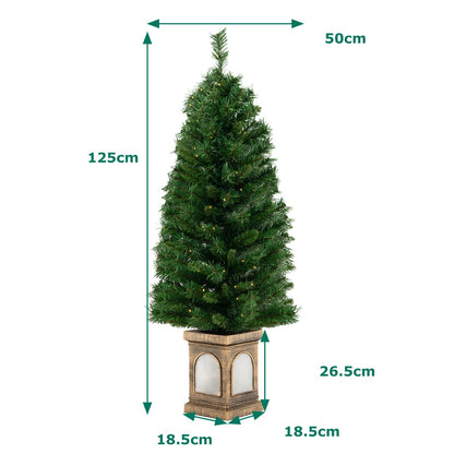 125CM Pre-Lit Potted Christmas Tree with 100 LED Lights-1 piece
